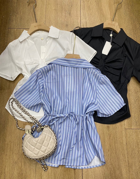 MATINEE V-Neck Collar Down Short Sleeves Shirts